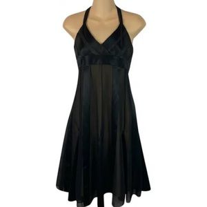 BCBGMaxAria Silk Mid-Length Dress Sz 10 Black Lining Closing Zipper Backless